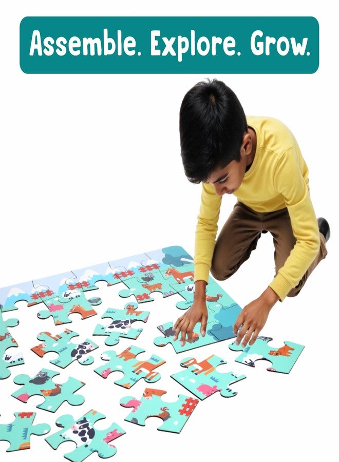 BRAIN BASKET Farm Animal Floor Puzzle | Wooden Jigsaw Puzzle for Kids | Fun Facts Animal Puzzles, Educational Toys, Gifts for Boys & Girls Ages 4+ Years (28 Pieces)| Puzzle and Scrabble Game for Kids - Image 5